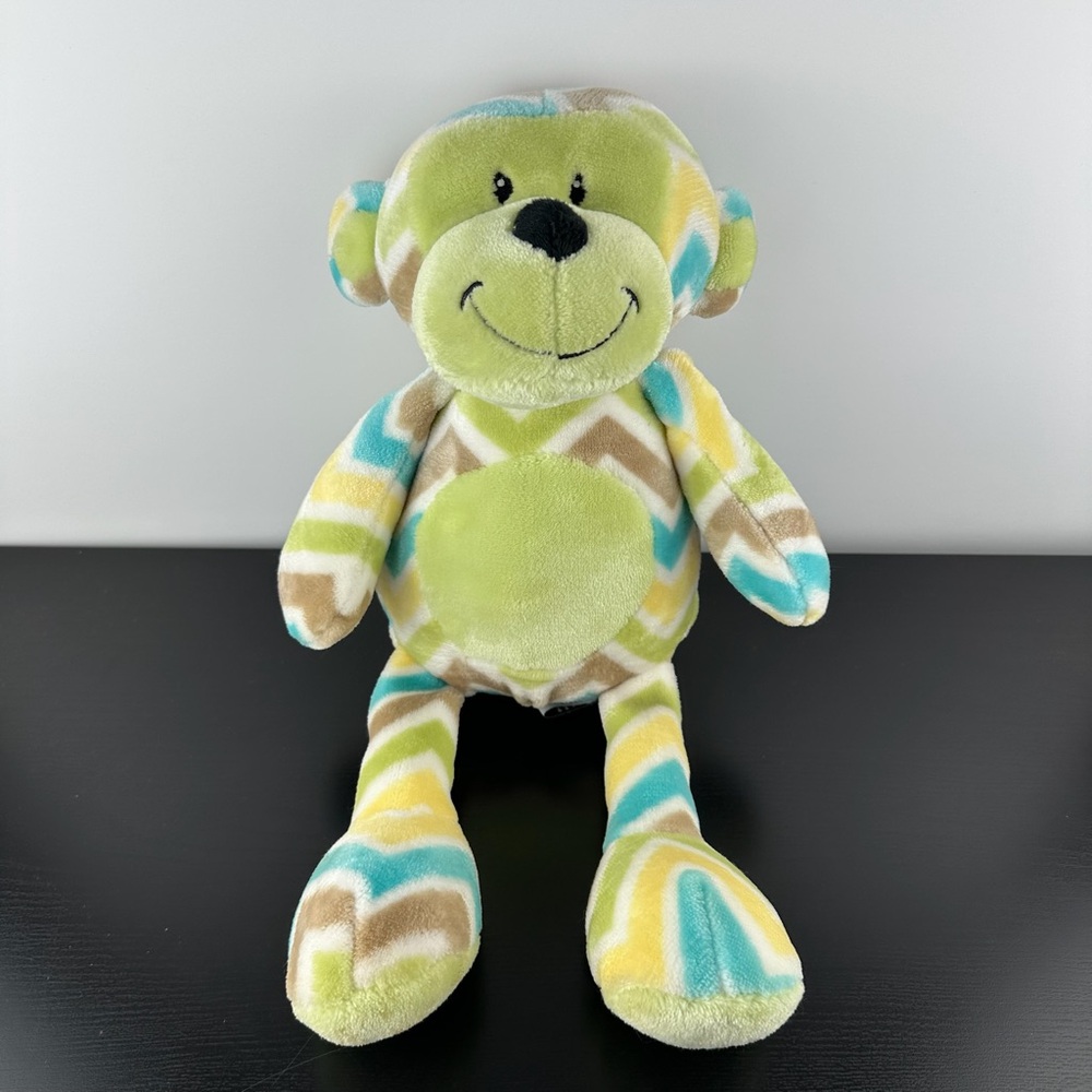 Little Miracles Chevron Monkey 15” Rattle Inside Large Plush Stuffed Animal